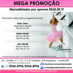 mega promoção premiere estúdio de dança jundiaí ballet clássico baby class jazz