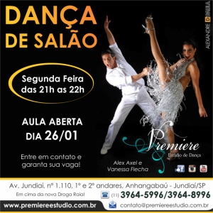 Dança de salão aula aberta - Alex Axel e Vanessa Flecha - Dança de Salão Jundiaí - Premiere Estúdio de Dança