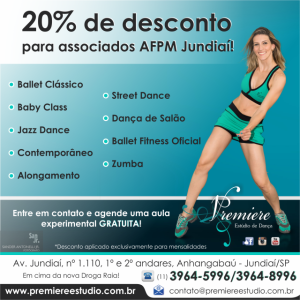 Premiere Estúdio de Dança em parceria com a associação dos Funcionários Públicos Municipais de Jundiaí e Região (AFMPJ) 
