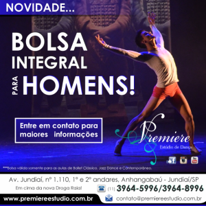 Bolsa Integral para homens - Premiere Estúdio de Dança Jundiaí/SP - Ballet Clássico - Jazz Dance - Dança Contemporânea - Homens que dançam